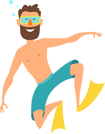 Man doing scuba diving Illustration