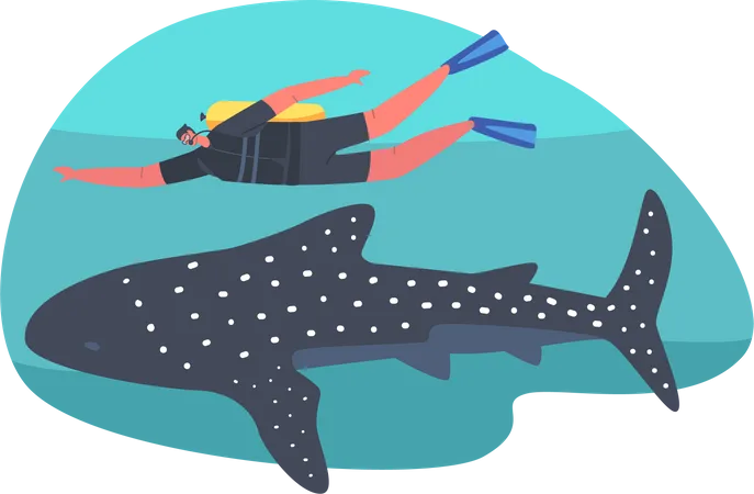 Man doing Scuba Diving under water  Illustration