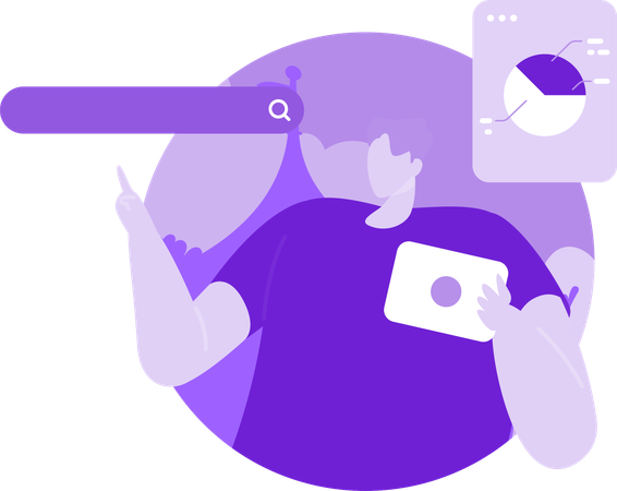 Man Doing Search Engine Research  Illustration