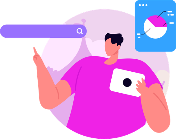 Man Doing Search Engine Research  Illustration