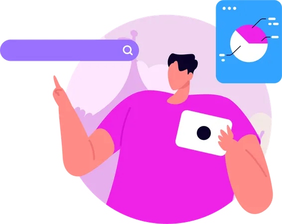 Man Doing Search Engine Research  Illustration