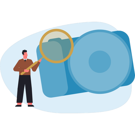 Man doing searching on camera image  Illustration