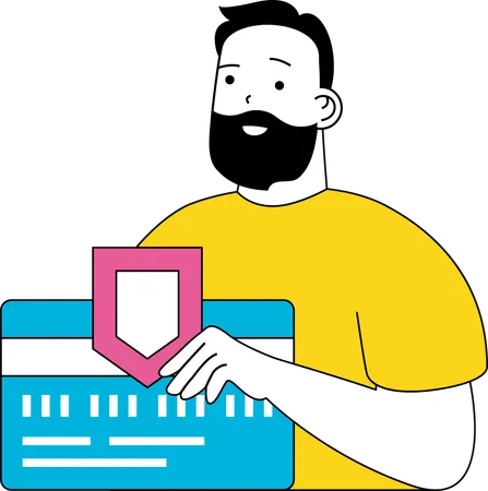 Man doing secure card payment  Illustration