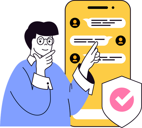 Man doing secure chat  Illustration