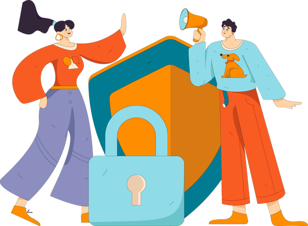 Man doing secure marketing  Illustration