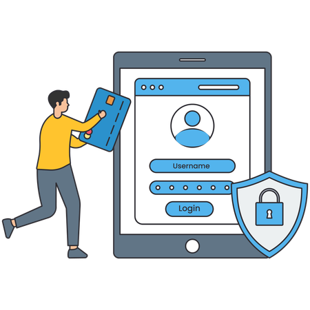 Man doing Secure Payment  Illustration