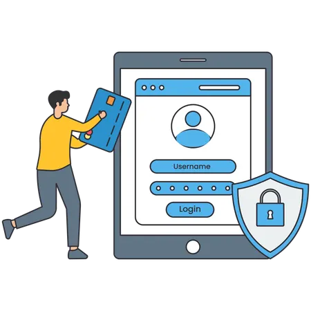Man doing Secure Payment  Illustration
