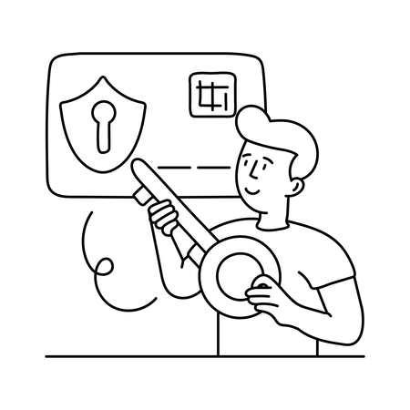 Man doing Secure payment  Illustration