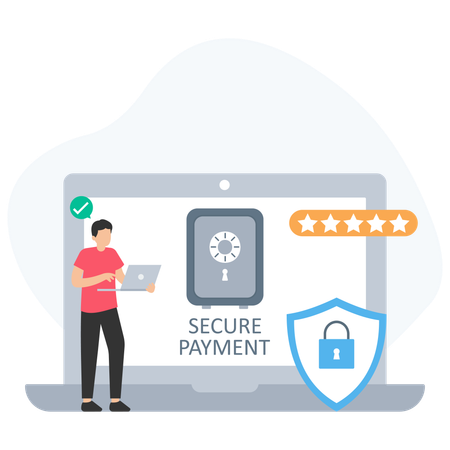 Man doing secure payment  Illustration