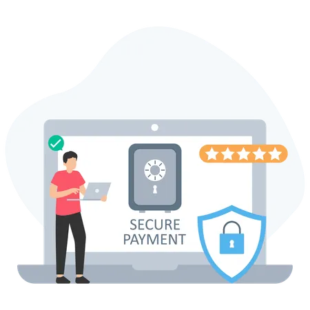 Man doing secure payment  Illustration