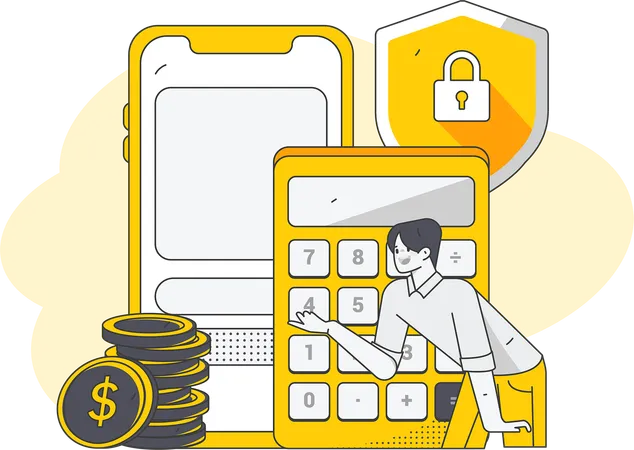 Man doing secure payment  Illustration