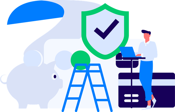 Man doing secure payment using credit card  Illustration