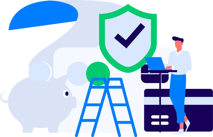 Man doing secure payment using credit card  Illustration