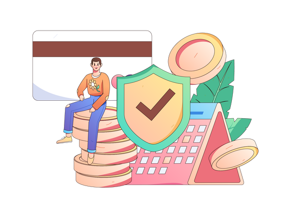 Man doing secure payment using credit card on time duration  Illustration
