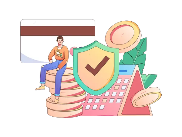 Man doing secure payment using credit card on time duration  Illustration