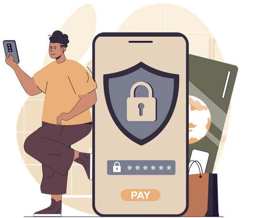 Man doing secured card payment  Illustration