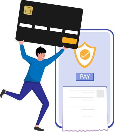 Man doing secured online payment  Illustration