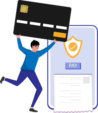 Man doing secured online payment  Illustration