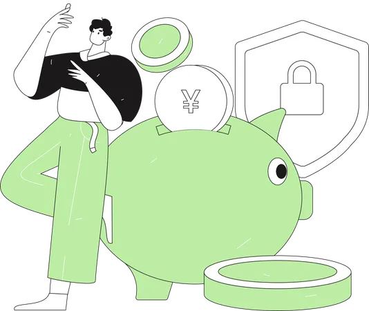 Man doing secured payment  Illustration