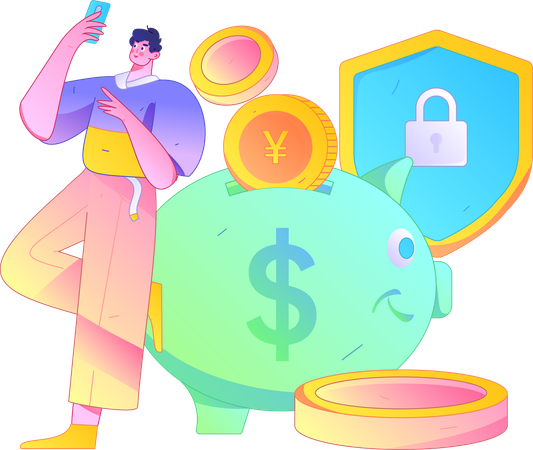 Man doing secured payment  Illustration