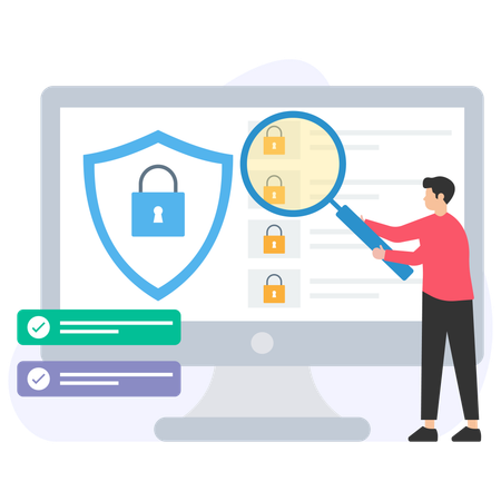 Man Doing Security analysis  Illustration