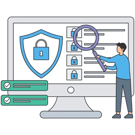 Man doing Security analysis  Illustration