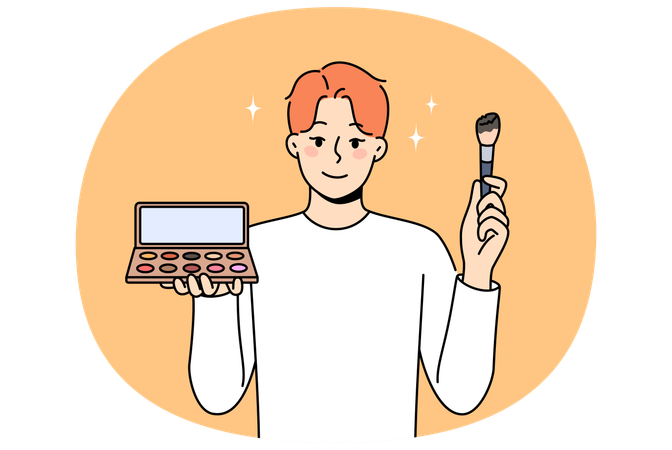 Man doing self makeup  Illustration