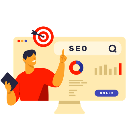 Man doing SEO analysis  Illustration