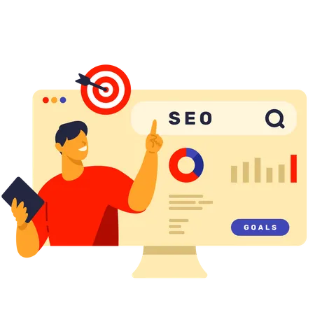 Man doing SEO analysis  Illustration