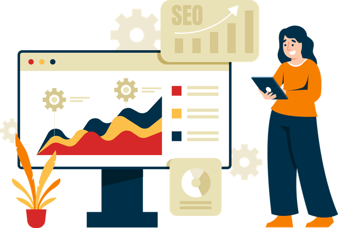 Man doing Seo Data Analysis  Illustration