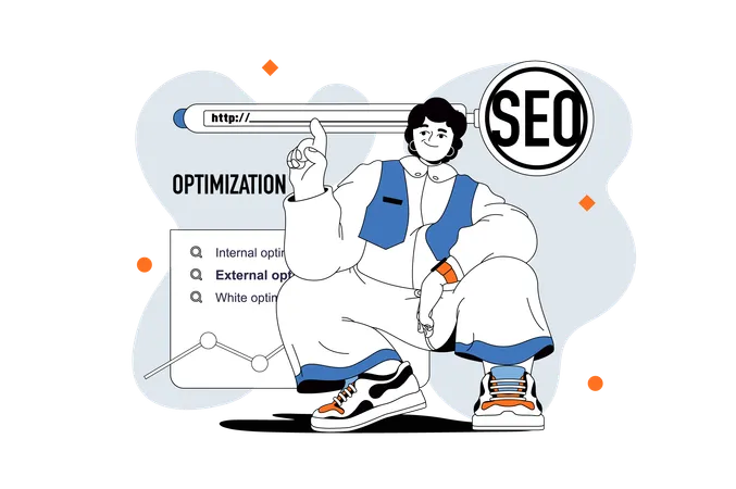 Man doing seo optimisation  Illustration