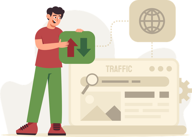 Man doing Seo Ranking work  Illustration