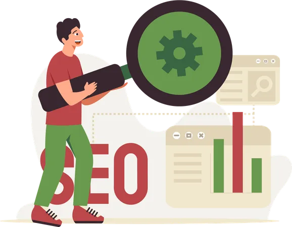 Illustration Seo Depicting It As A Dynamic Marketplace Where Businesses Strategically Interact With Users To Increase Visibility And Achieve Marketing Goals Illustration