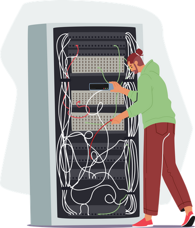 Man doing server repairing  Illustration