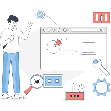 Man doing setting SEO  Illustration