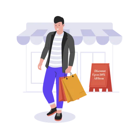 Man doing shopping  Illustration