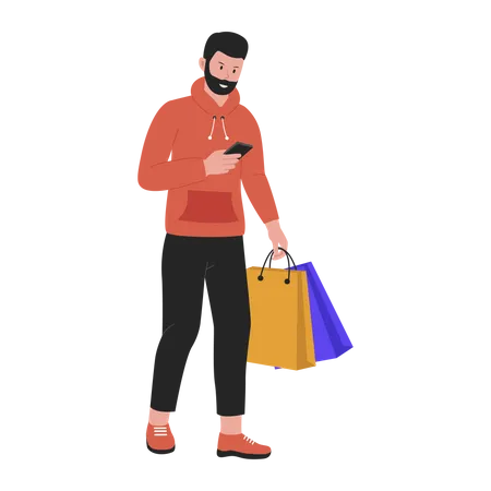 Man Doing Shopping  Illustration