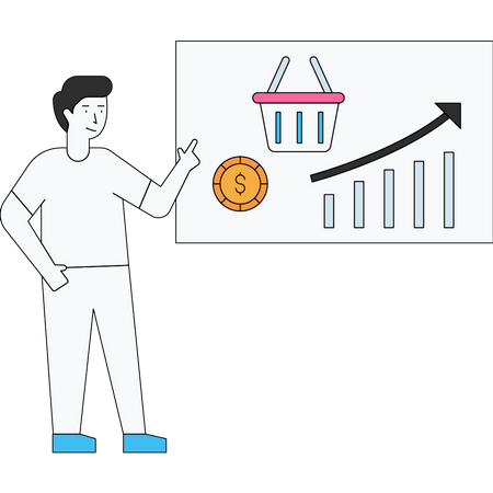 Man doing shopping analysis  Illustration