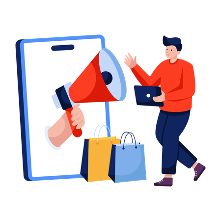 Man doing Shopping announcement  Illustration