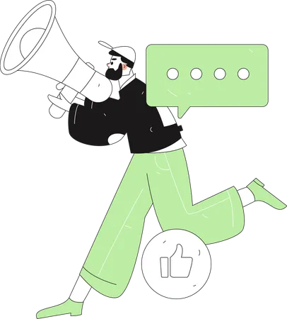 Man doing shopping broadcast  Illustration