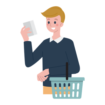 Man doing shopping bucket  Illustration