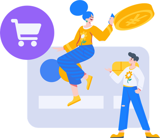 Man doing shopping by credit card  Illustration