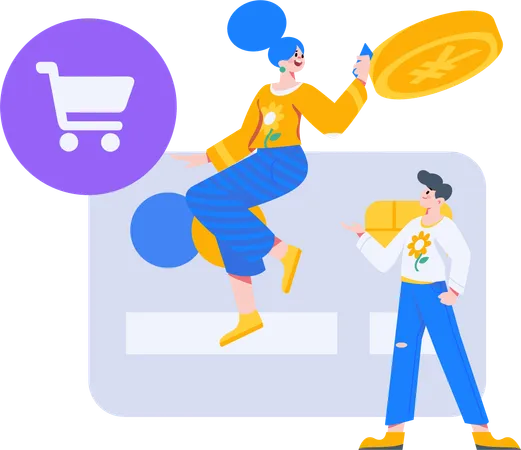 Man doing shopping by credit card  Illustration