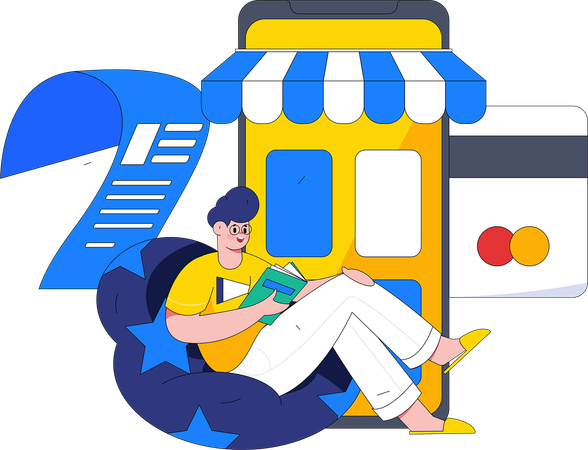 Man doing shopping by credit card  Illustration