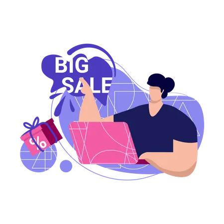 Man doing shopping during big sale  Illustration