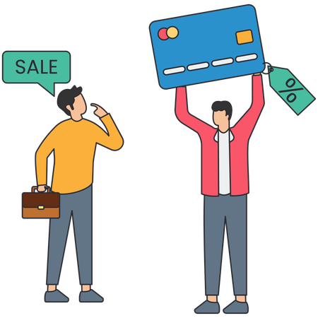 Man Doing Shopping During Credit Sale  Illustration