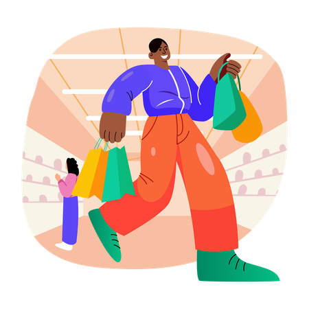 Man doing Shopping Frenzy  Illustration