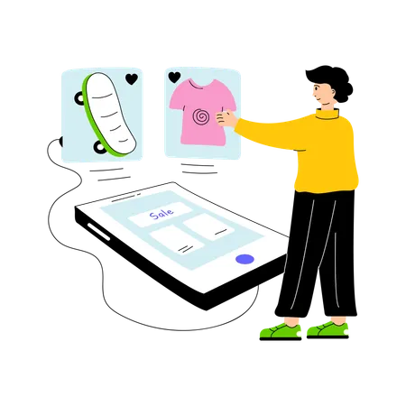 Man doing shopping from shopping app  Illustration