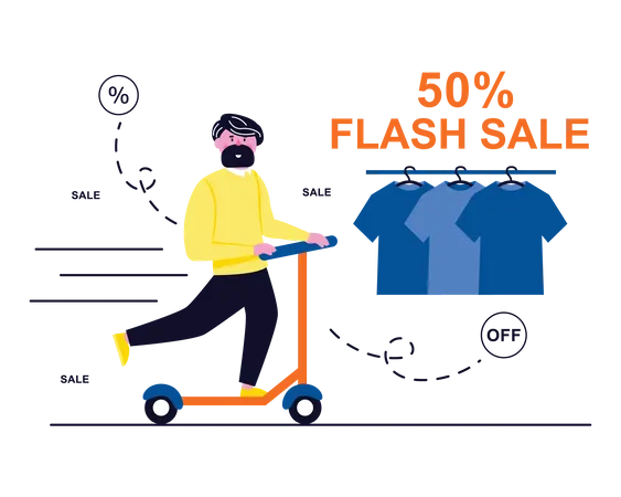Man doing shopping from sale  Illustration