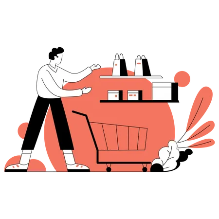 Man doing shopping from store Illustration